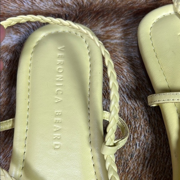 EUC Veronica Beard US 5.5M Women Yellow Braided Strap Sandal Flat Leather Summer - Picture 2 of 11